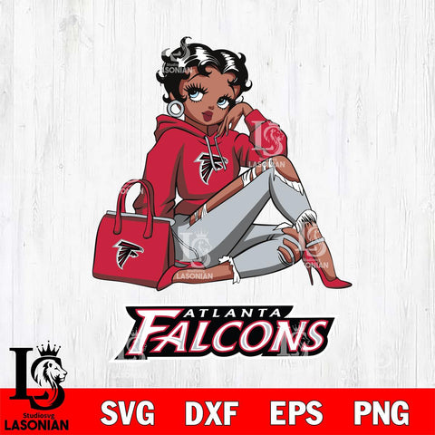 Atlanta Falcons Awesome Black Fan Girl Betty Boop Svg Eps Dxf Png File, Digital Download, Instant Download