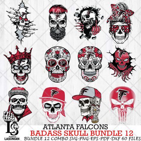 Atlanta Falcons Badass Skull Bundle SVG