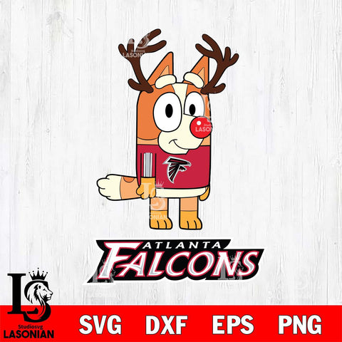 Atlanta Falcons Bluey Chilli Christmas Deer Svg Eps Dxf Png File, Digital Download