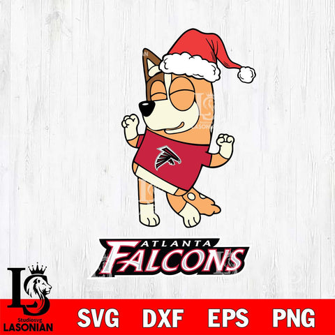 Atlanta Falcons Bluey Chilli Happy Christmas Svg Eps Dxf Png File, Digital Download