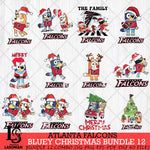 Atlanta Falcons Bluey Christmas Holiday Bundle 12 Svg Eps Dxf Png File, Digital Download