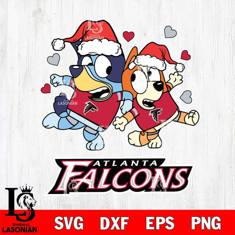 Atlanta Falcons Bluey Christmas NFL Svg Eps Dxf Png File, Digital Download