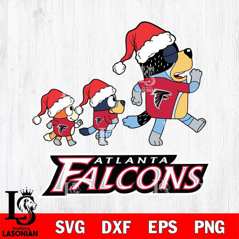 Atlanta Falcons Bluey Family Christmas Svg Eps Dxf Png File, Digital Download