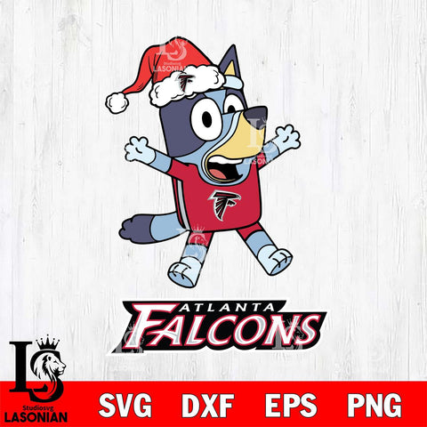 Atlanta Falcons Bluey Happy Christmas Svg Eps Dxf Png File, Digital Download