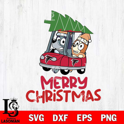 Atlanta Falcons Bluey Merry Christmas Svg Eps Dxf Png File, Digital Download