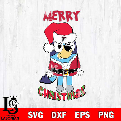 Atlanta Falcons Bluey Merry Christmas Bluey Santa Claus Svg Eps Dxf Png File, Digital Download