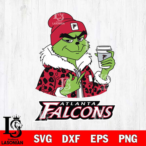 Atlanta Falcons Boujee Grinch Leopard Christmas Svg Eps Dxf Png File,Cricut svg files, Digital Download, Instant Download