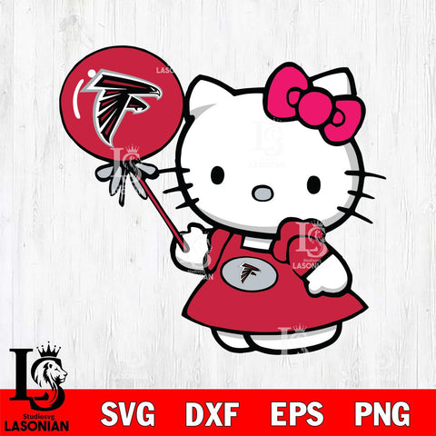 Atlanta Falcons Cute Hello Kitty 2 Svg Eps Dxf Png File, Digital Download, Instant Download