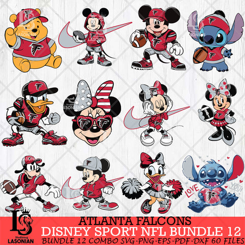 Atlanta Falcons Disney NFL Bundle 12 Svg Eps Dxf Png File, Digital Download, Instant Download