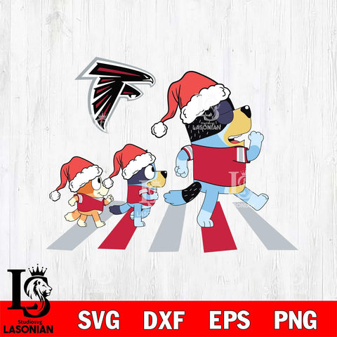 Atlanta Falcons Family Bluey Walking Christmas Svg Eps Dxf Png File, Digital Download, Instant Download