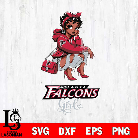 Atlanta Falcons Fashion Black Fan Girl Betty Boop Svg Eps Dxf Png File, Digital Download, Instant Download