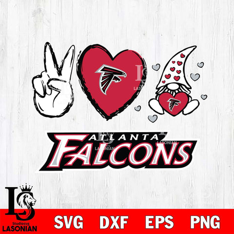 Atlanta Falcons Gnomes Peace & Love Svg Eps Dxf Png File, Digital Download, Instant Download