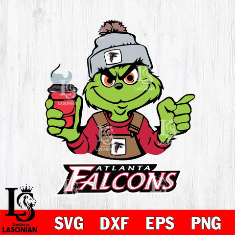 Atlanta Falcons Grinch with coffee Svg Eps Dxf Png File, Digital Download, Instant Download