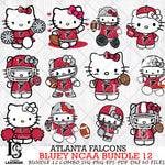 Atlanta Falcons Hello Kitty NFL Bundle 12 Svg Eps Dxf Png File, Digital Download, Instant Download