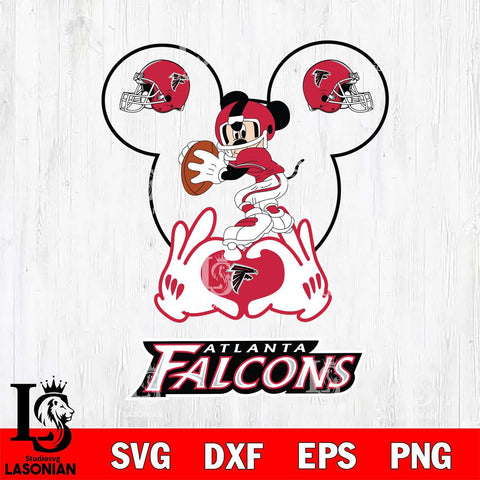 Atlanta Falcons Mickey Heart Rugby Svg Eps Dxf Png File, Digital Download ,Instant Download, Cricut File