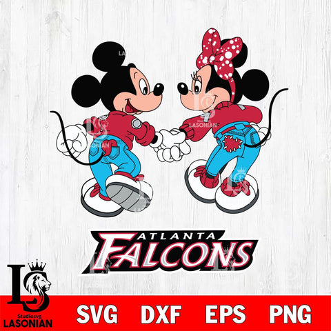 Atlanta Falcons Mickey Minnie Valentine Rugby Svg Eps Dxf Png File, Digital Download ,Instant Download, Cricut File