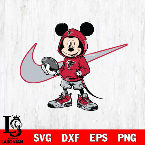 Atlanta Falcons Mickey Wearing Hoodie Sport Svg Eps Dxf Png File, Digital Download, Instant Download