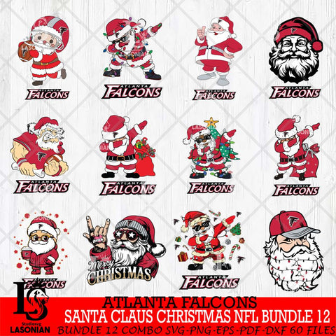 Atlanta Falcons Satan Claus Christmas NFL Bundle 12 Svg Eps Dxf Png File,NFL Svg Files,Digital Download,Sublimation,Instant Download