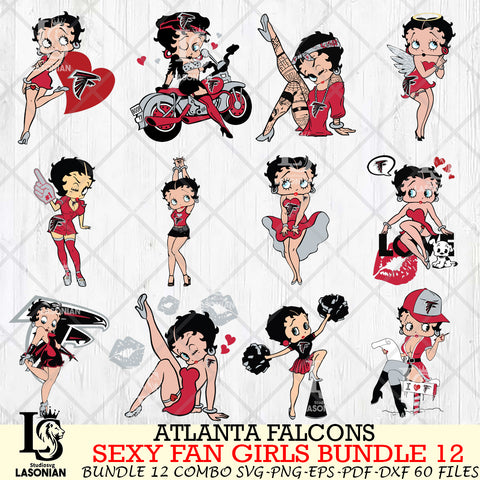 Atlanta Falcons Sexy Fan Girls Bundle 12 Svg Eps Dxf Png File, Digital Download, Instant Download