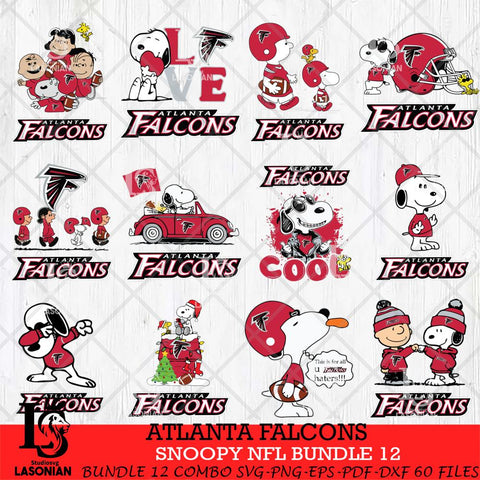 Atlanta Falcons Snoopy NFL Bundle 12 SVG Eps Dxf Png File, NFL svg, Digital Download, Instant Download