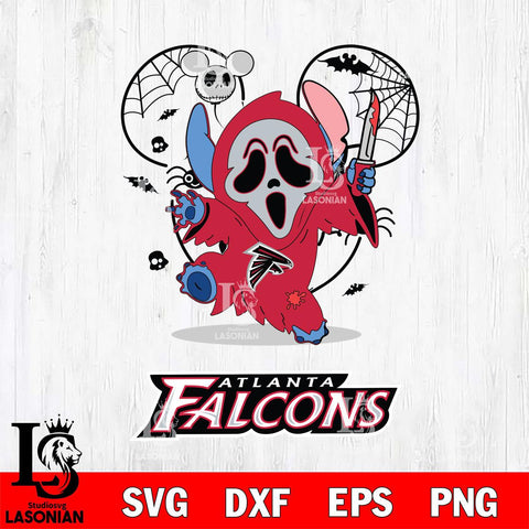 Atlanta Falcons Stitch Ghost Face Halloween 2 Svg Eps Dxf Png File, Digital Download, Instant Download