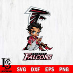 Atlanta Falcons Style Black Fan Girl Betty Boop Svg Eps Dxf Png File, Digital Download, Instant Download