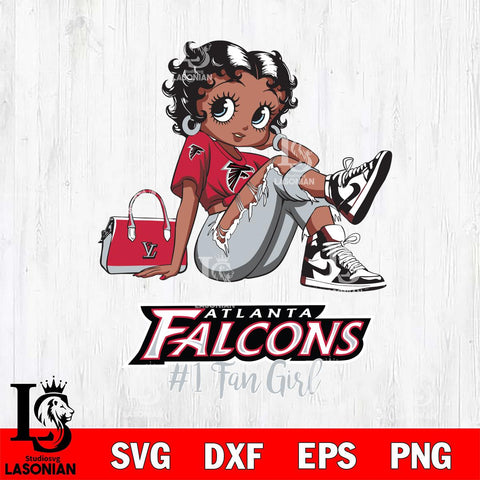 Atlanta Falcons #1 Black Fan Girl Betty Boop Svg Eps Dxf Png File, Digital Download, Instant Download