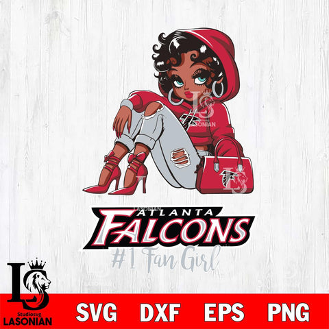 Atlanta Falcons #1 beauty Black Fan Girl Svg Eps Dxf Png File, Digital Download, Instant Download