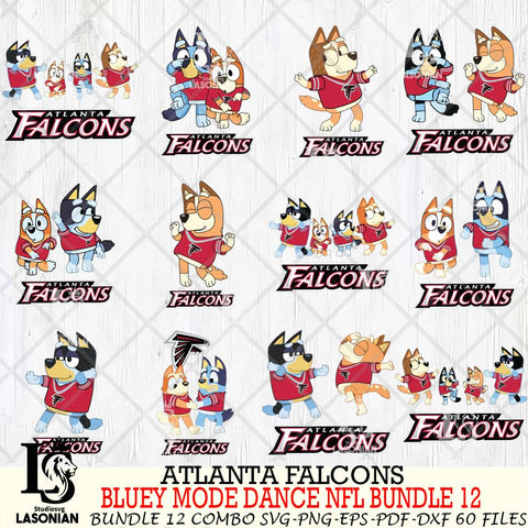 Atlanta Falcons  Bluey Dance NFL Bundle 12 SVG Eps Dxf Png File, Digital Download, Instant Download