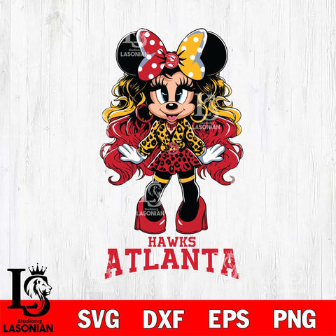 Atlanta Hawks Beauty Minnie Mouse Svg Eps Dxf Png File, Digital Download, Instant Download