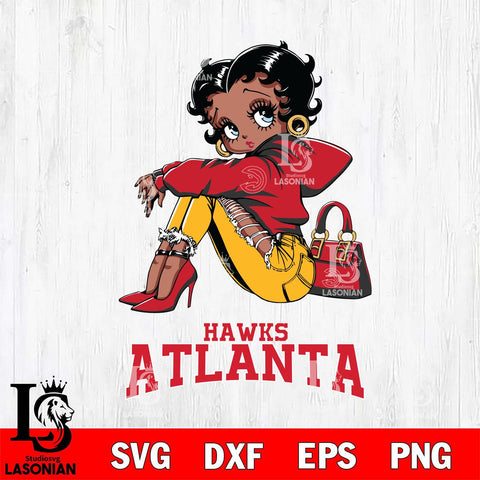 Atlanta Hawks Betty Boop Black Fan Girl Svg Eps Dxf Png File, Digital Download, Instant Download