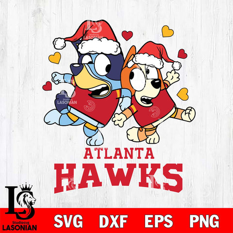 Atlanta Hawks Bluey Christmas NFL Svg Eps Dxf Png File, Digital Download