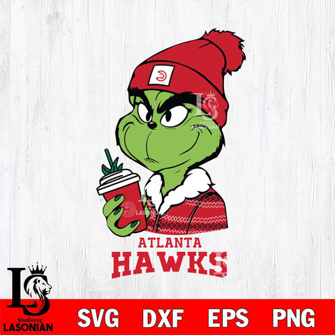 Atlanta Hawks Boujee Grinch Christmas Cut Files Cricut, Svg Dxf Eps Png file , Silhouette