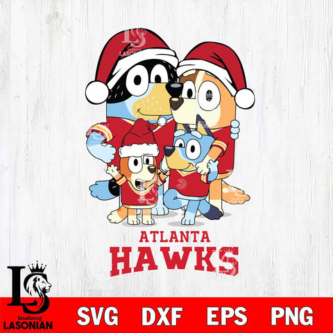 Atlanta Hawks Christmas Bluey Family Sport Svg , Christmas Svg , Bluey svg , Digital Download, dxf eps png pdf file