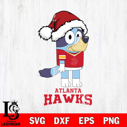 Atlanta Hawks Christmas Bluey Hat Svg , Christmas Svg , Bluey svg , Digital Download, dxf eps png pdf file