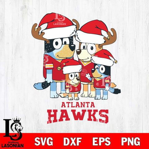 Atlanta Hawks Christmas Bluey Santa Family Svg , Christmas Svg , Bluey svg , Digital Download, dxf eps png pdf file