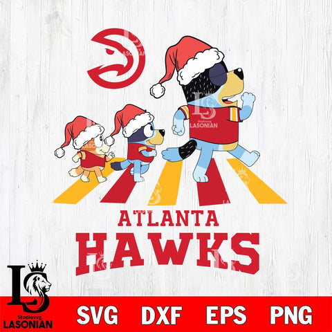 Atlanta Hawks Christmas Family Bluey Walking Svg , Christmas Svg , Bluey svg , Digital Download, dxf eps png pdf file