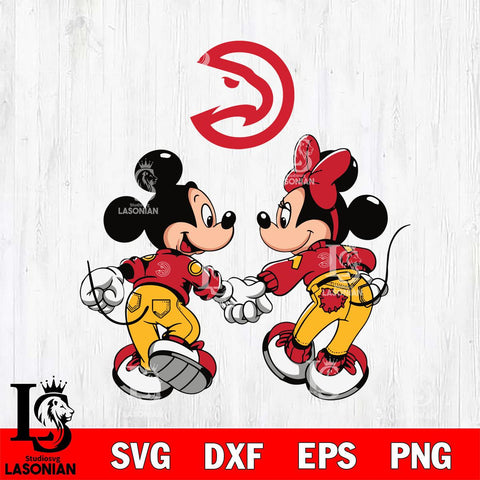 Atlanta Hawks Fan Minnie And Mickey Love Svg Eps Dxf Png File, Digital Download, Instant Download