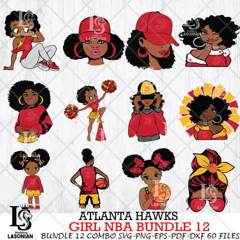 Atlanta Hawks Girl NBA Bundle 12 Svg Eps Dxf Png File, Digital Download, Instant Download