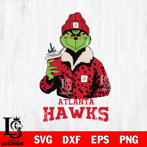 Atlanta Hawks Grinch Christmas Cut Files Cricut, Svg Dxf Eps Png file , Silhouette