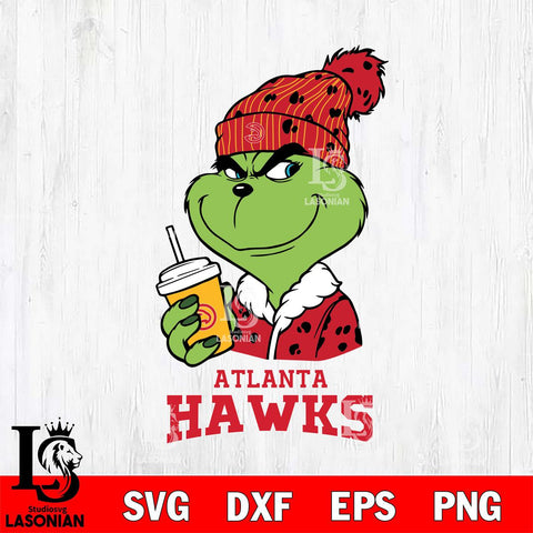 Atlanta Hawks Grinch Cofffe Christmas Cut Files Cricut, Svg Dxf Eps Png file , Silhouette