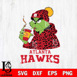 Atlanta Hawks Grinch Leopard Christmas Cut Files Cricut, Svg Dxf Eps Png file , Silhouette