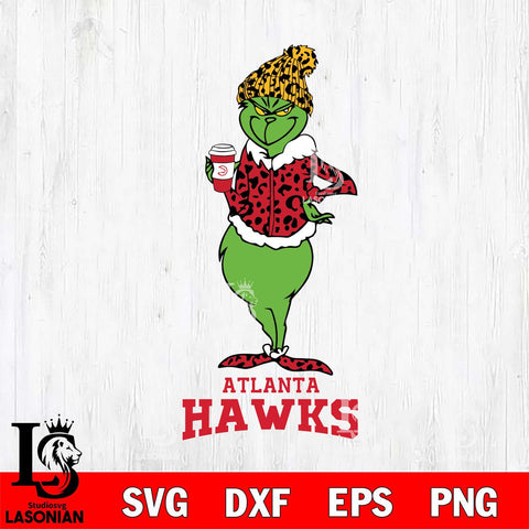 Atlanta Hawks Grinch Leopard Coffee Svg Eps Dxf Png File, Digital Download, Instant Download