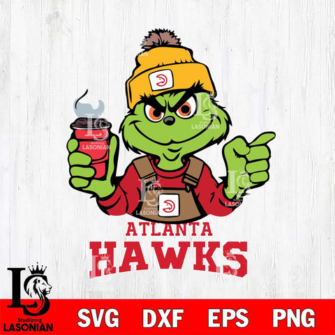 Atlanta Hawks Grinch with coffee Svg Eps Dxf Png File, Digital Download, Instant Download