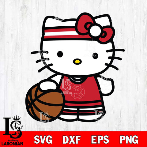 Atlanta Hawks Hello Kitty basketball 3 Svg Eps Dxf Png File, Digital Download, Instant Download