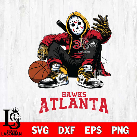 Atlanta Hawks NBA Jason Voorhees Halloween SVG Svg Eps Dxf Png File, Digital Download, Instant Download