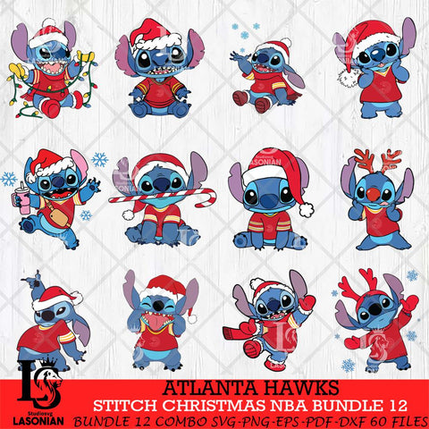 Atlanta Hawks Stitch Christmas NBA Bundle 12 SVG DXF EPS PNG file,Bundle NBA Svg, Digital download, Cut file