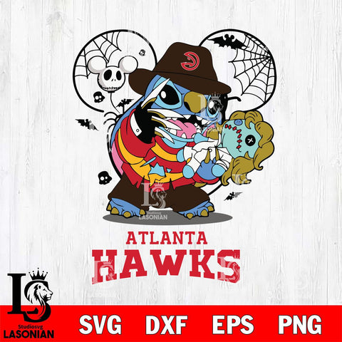 Atlanta Hawks Stitch Freddy Krueger Halloween Svg Eps Dxf Png File, Digital Download, Instant Download