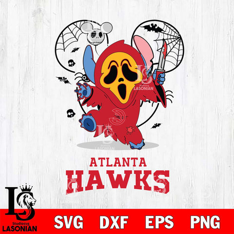 Atlanta Hawks Stitch Ghost Face Halloween 2 Svg Eps Dxf Png File, Digital Download, Instant Download