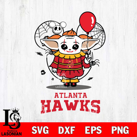 Atlanta Hawks Stitch Pennywise Halloween Svg Eps Dxf Png File, Digital Download, Instant Download